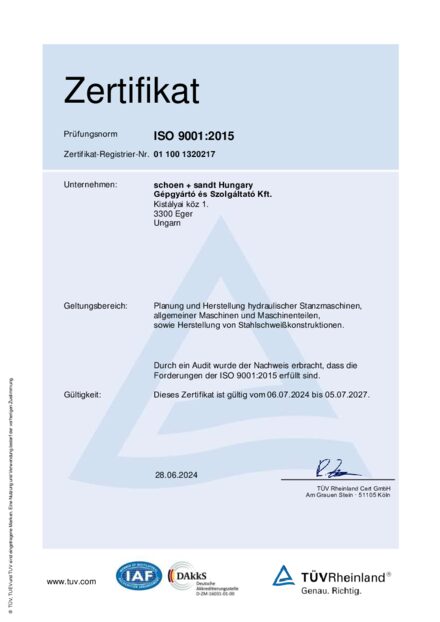 ISO 9001:2015 Zertifikat