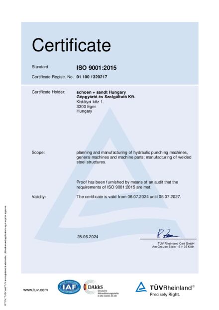 ISO 9001:2015 certificate